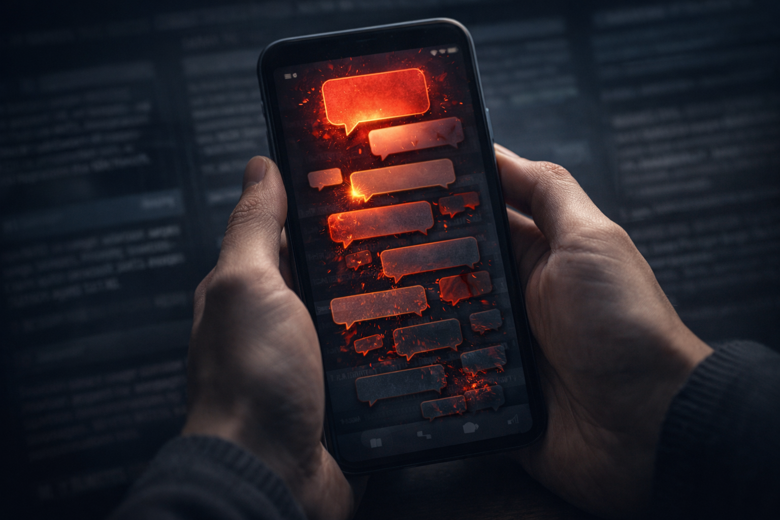 スマホのコメント欄で上の数件から空気が荒れていくイメージ