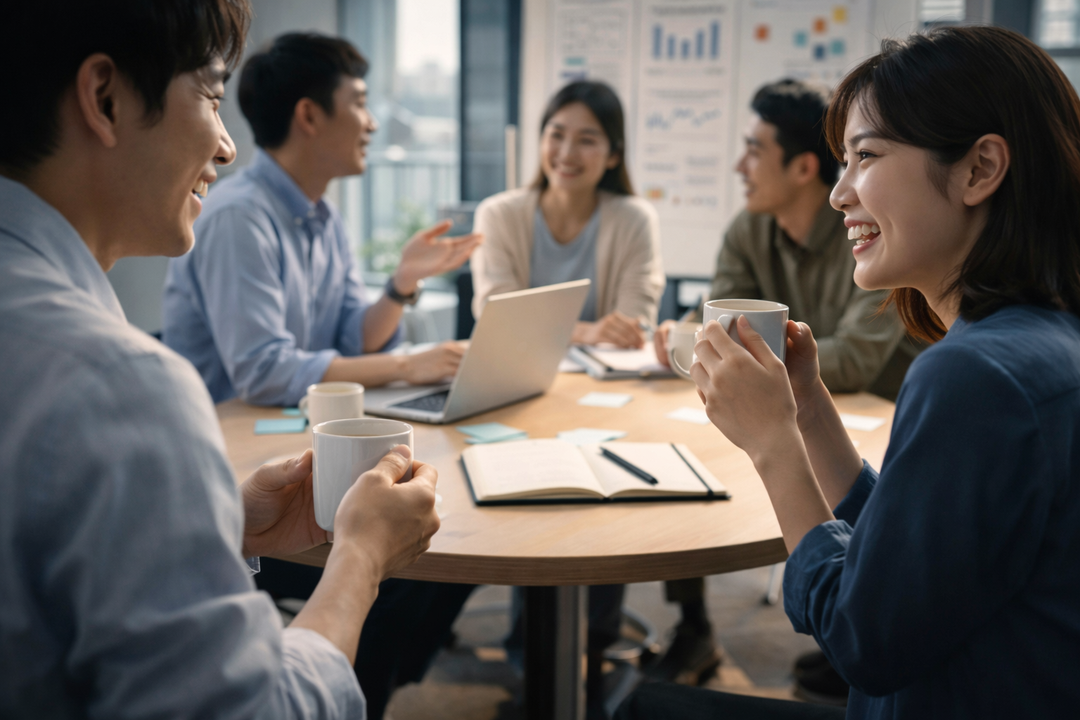 雑談から仕事の相談へつながる職場チームのイメージ