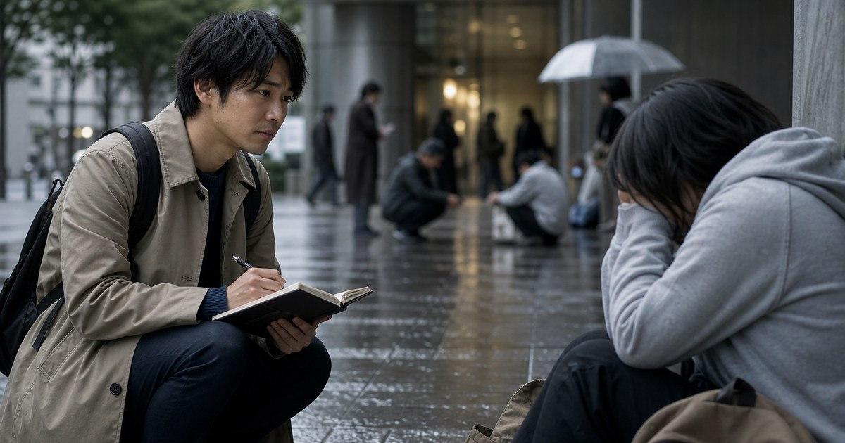 一人の困りごとと多数の支援ニーズの間で考える人物